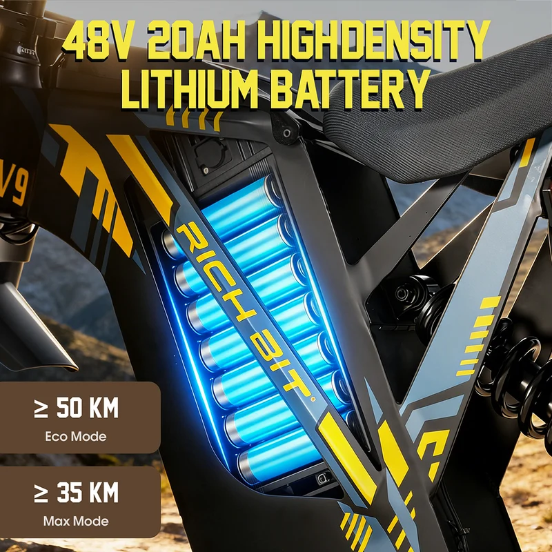 RICH BIT V9 Ultra 48V 2500W Electric Motorcycle Max Speed 63km Electric Bicycle Full Suspension All-Terrain E-Bike