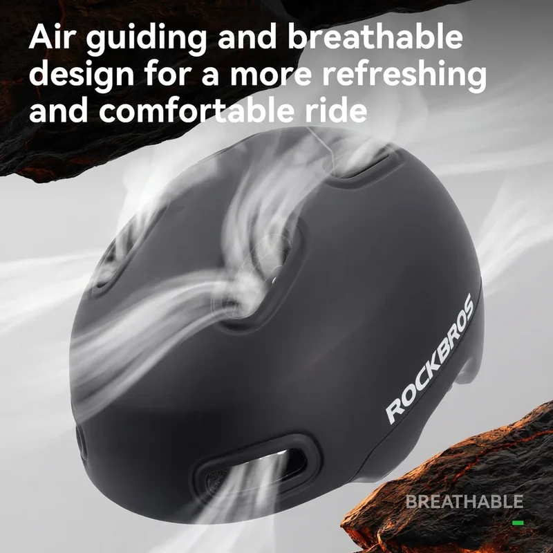 ROCKBROS Fahrradhelm Stadt & Freizeit – mit Rücklicht, PC+EPS, 57–62 cm