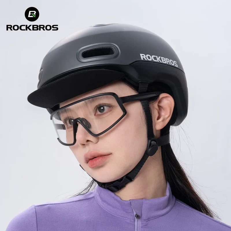 ROCKBROS Fahrradhelm Stadt & Freizeit – mit Rücklicht, PC+EPS, 57–62 cm