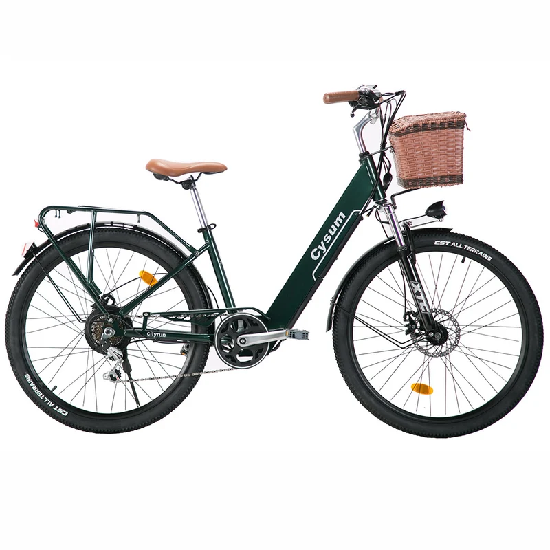CYSUM Cityrun Electric City Bicycle 36V 250W E-Bike with 36V 10Ah Lithium Battery, 26" Commuter Electric Bike for Women