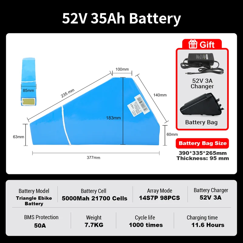 eSoulbike™ 72V 52V 48V Electric Bike Triangle Battery