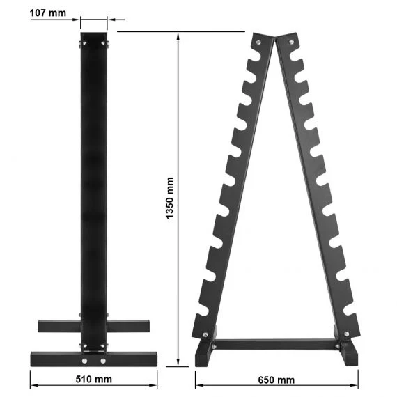 Hantelsatz chrom 1-10 kg inkl. Hantelpyramide