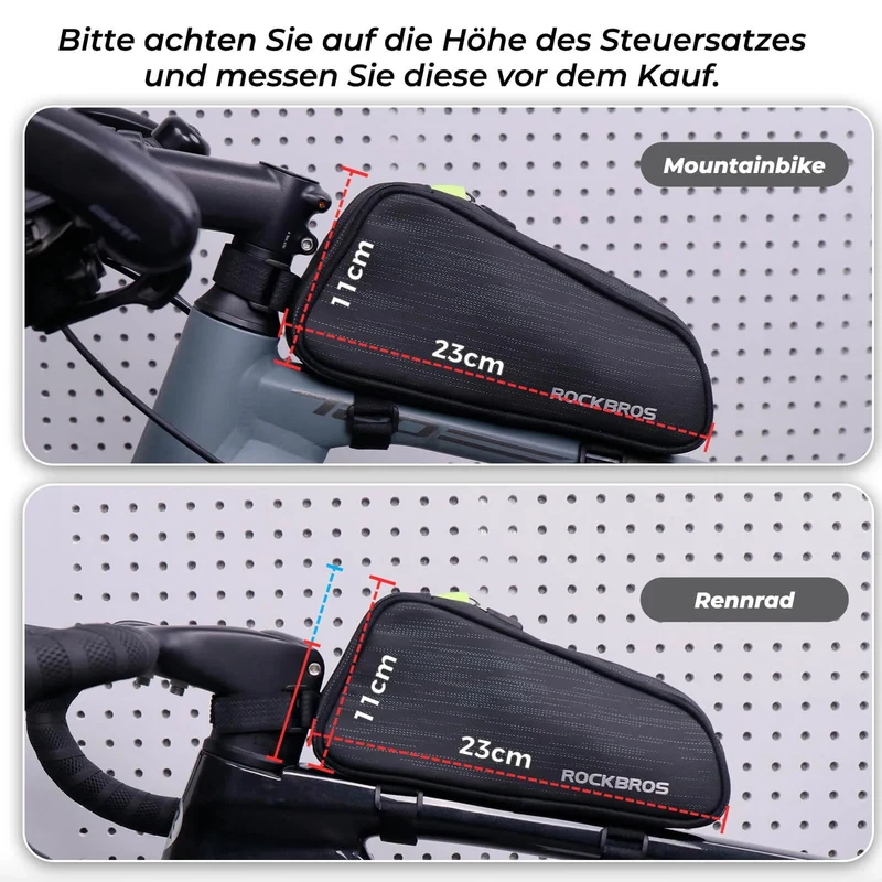 ROCKBROS Fahrrad Oberrohrtasche/Satteltasche 1,1L mit Innenfächern