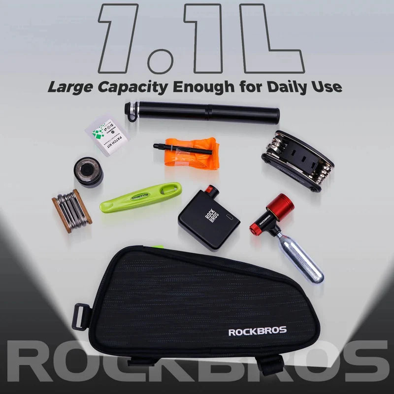 ROCKBROS Fahrrad Oberrohrtasche/Satteltasche 1,1L mit Innenfächern