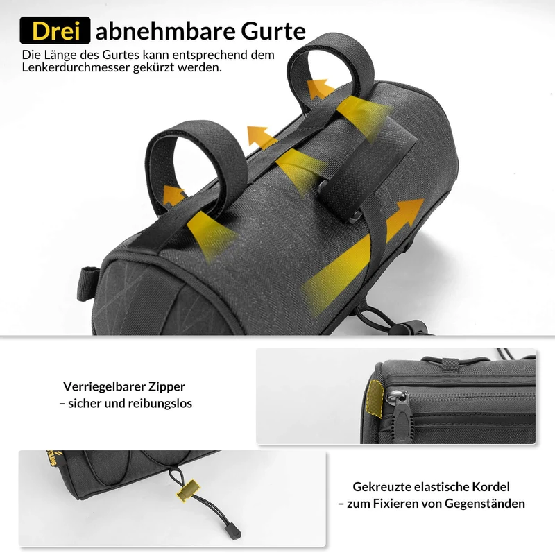 ROCKBROS Lenkertasche 2,1L mit Schultergurt für MTB, Rennrad, Gravel & E-Bike