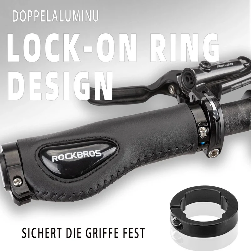ROCKBROS Fahrradgriffe Ledergriffe für Lenker mit 22,2 mm Durchmesser