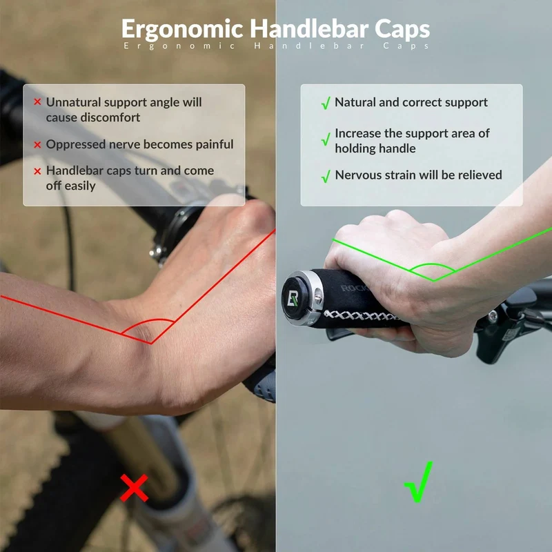 ROCKBROS Fahrradgriffe Ledergriffe für Lenker mit 22,2 mm Durchmesser