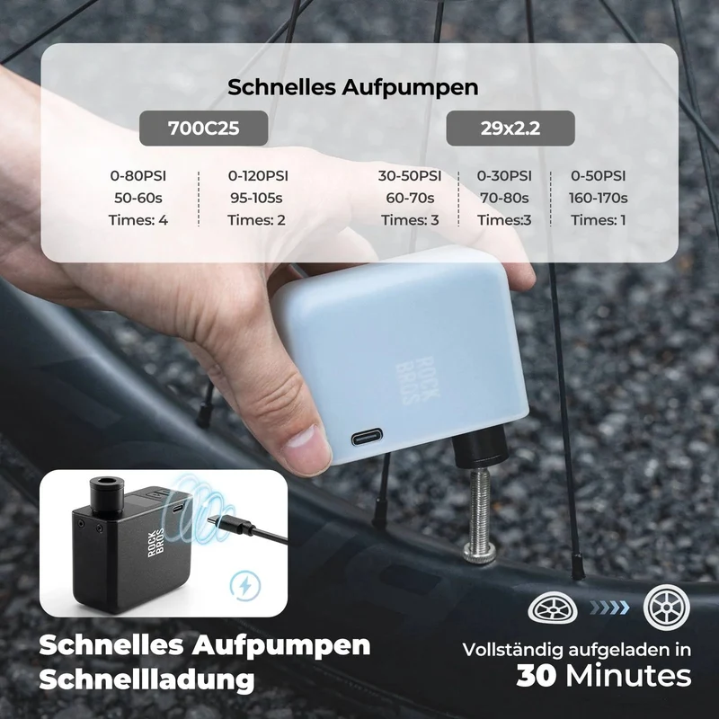 ROCKBROS MINI Elektrische Fahrradpumpe AS1 Pro