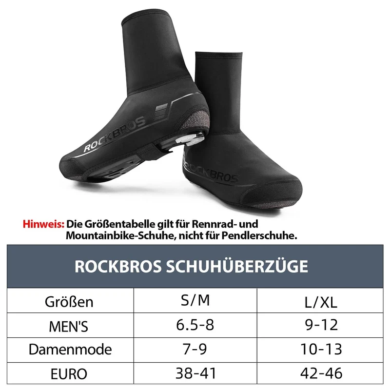 ROCKBROS Fahrrad Überschuhe Winter warm Überzieher für Radsport Schwarz