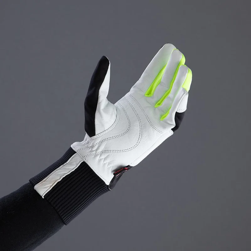 CHIBA Nordic Plus - winddichte, atmungsaktive Radhandschuhe sz/neongel, Gr. 7