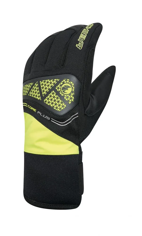 CHIBA Core Plus - wasserdichte Winter-Radhandschuhe, sz/neongel, Größe 6,5