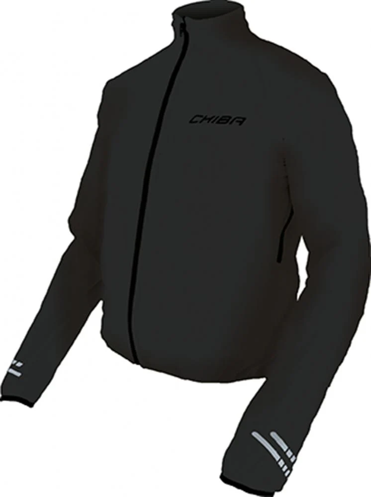 CHIBA Race Performance Jacke - wasserdicht, winddicht, atmungsaktiv, reflektierend, Packmaß S schwarz