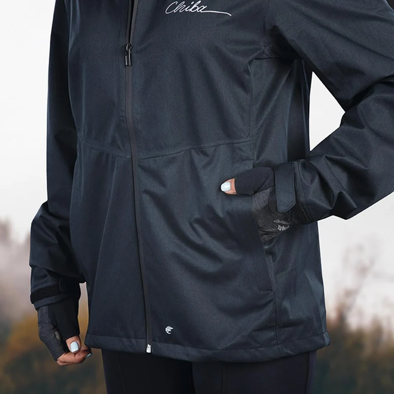 CHIBA Rainjacket Damen - wasserdicht, winddicht, atmungsaktiv, schwarz, Gr. L