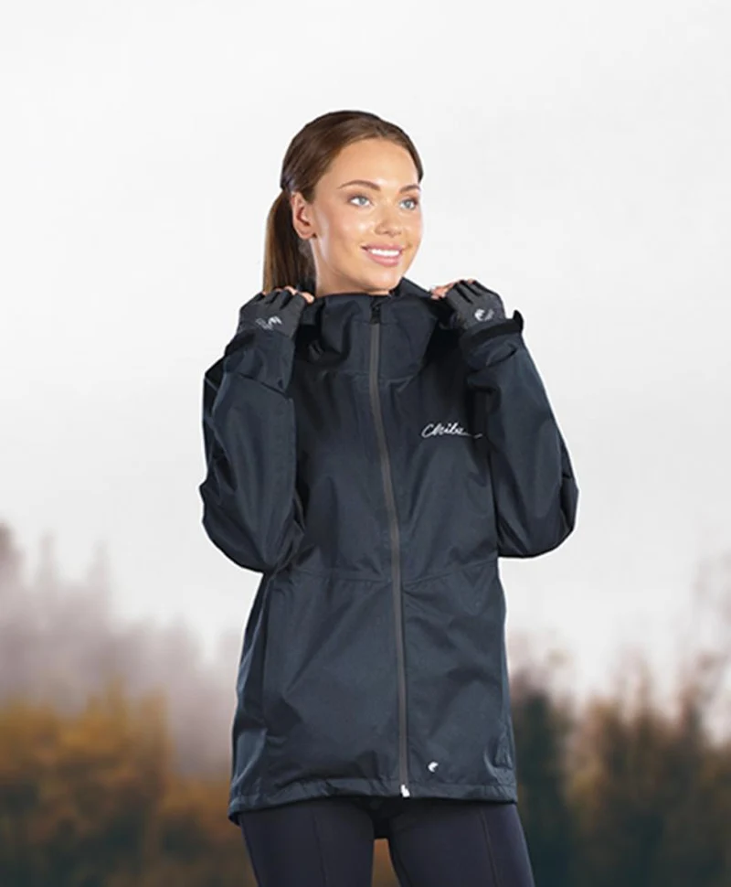 CHIBA Rainjacket Damen - wasserdichte, atmungsaktive Radjacke schwarz, Größe M