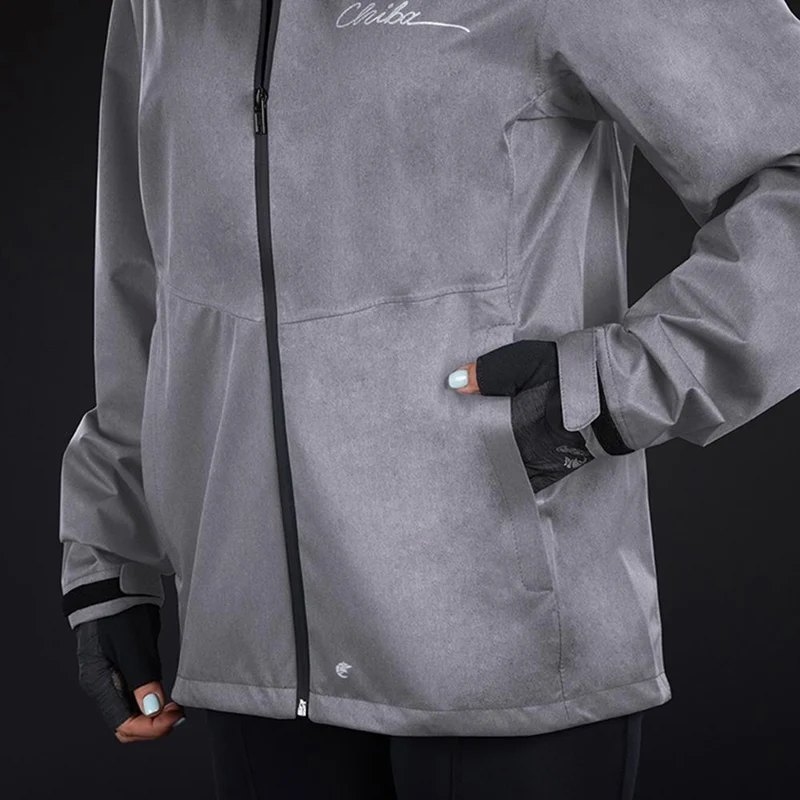 CHIBA Rainjacket Damen - wasserdicht, winddicht, atmungsaktiv, 4XL, hellgrau