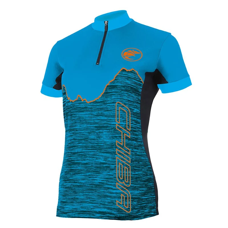 CHIBA Watzmann Shirt Damen - Radsport-Trikot XL orange/petrol, atmungsaktiv, RV, Taschen