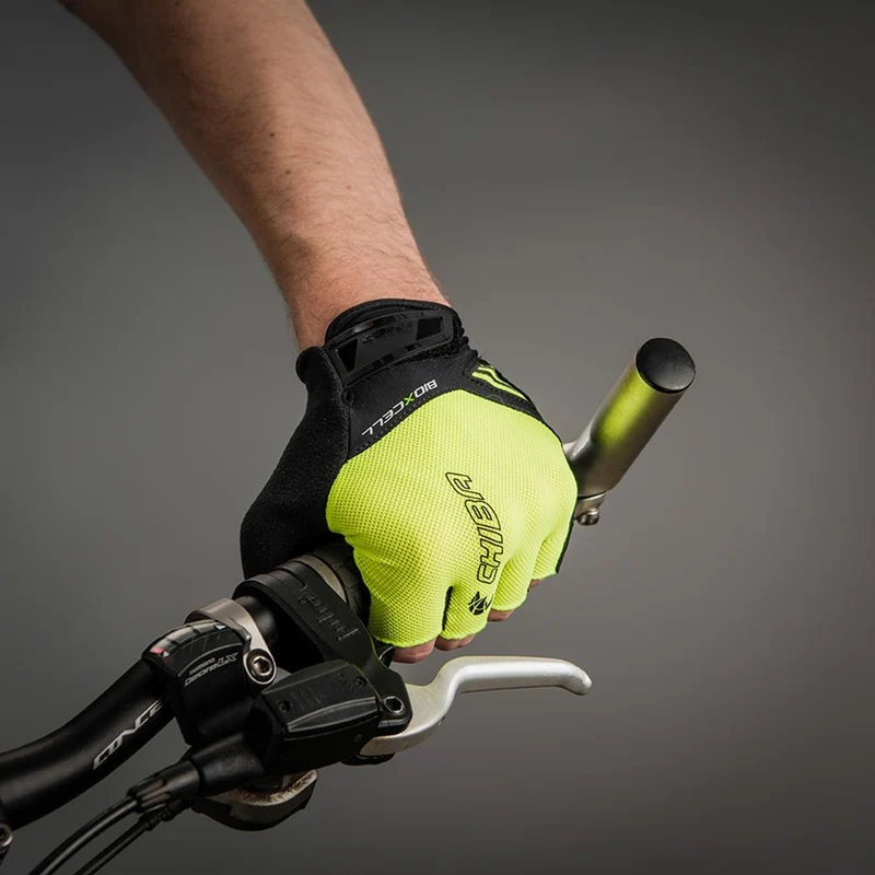 CHIBA BioXCell Air - Radhandschuhe neongelb, S, atmungsaktiv mit Gelpolsterung