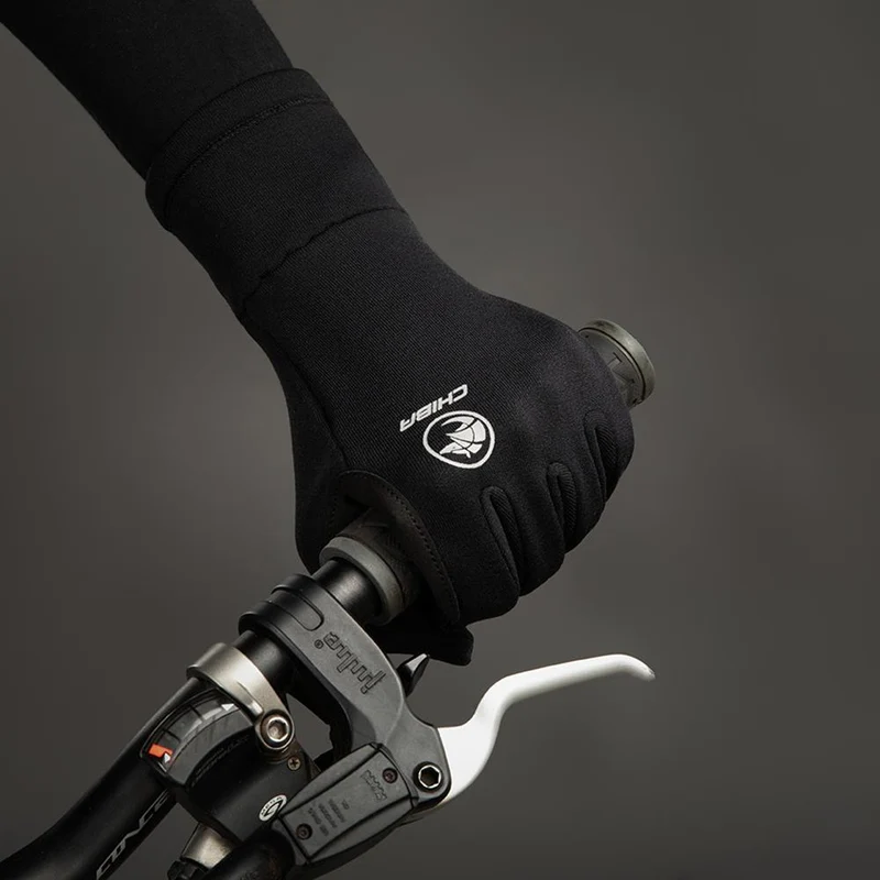CHIBA Polarfleece - Radhandschuhe XS schwarz, Polartec-Fleece, Touchfinger, Silikondruck