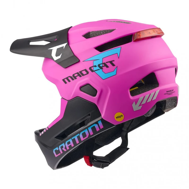 Cratoni MadCat MIPS Kinder-Fullface-Helm - pink-schwarz matt