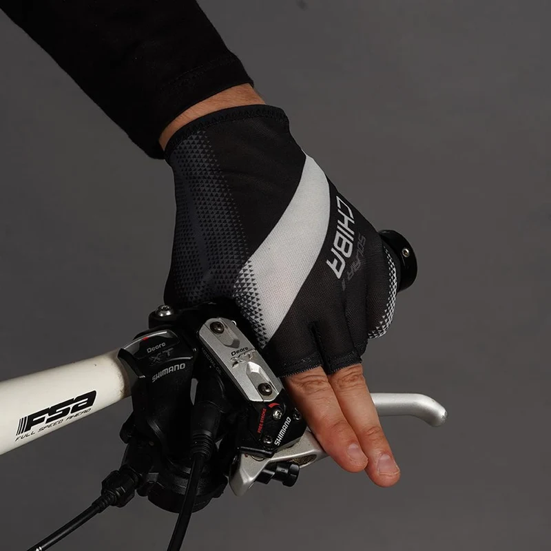 CHIBA Solar II - Radhandschuhe kurz, schwarz/schwarz, Größe M, atmungsaktiv