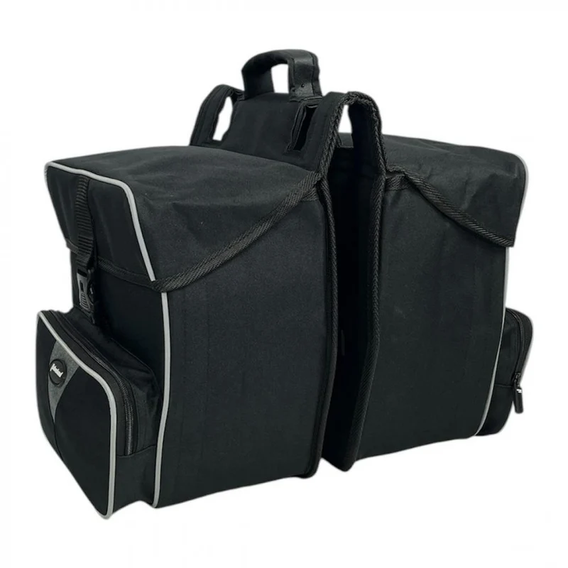 Haberland Doppeltasche Black Line 3.0 33l schwarz - flexible Gepäckträgertasche mit Klappvolumen