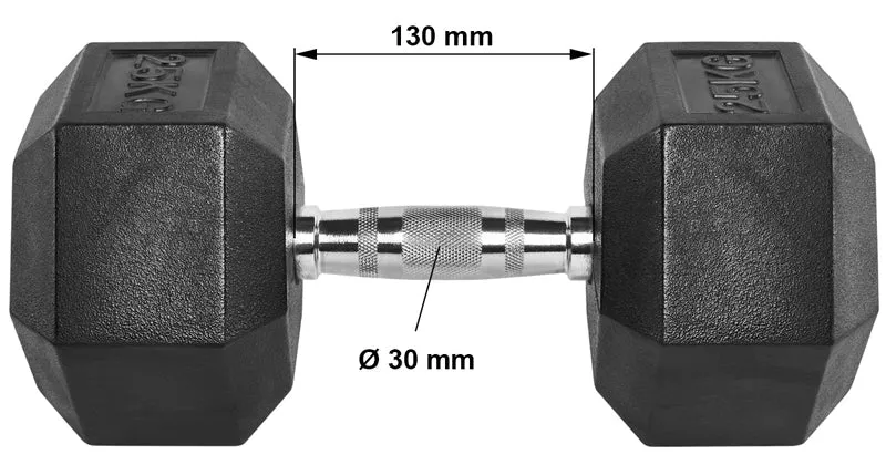 Hex Hantelsatz Gummi - 1 bis 25 kg