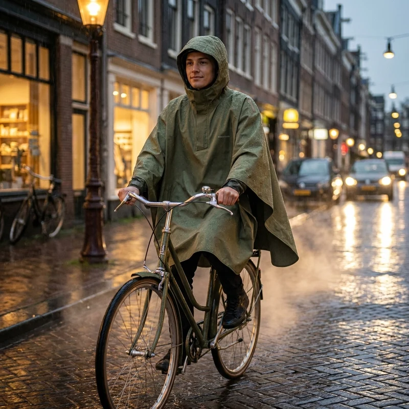 Basil Fahrrad Regenponcho Hoga Unisex Einheitsgröße - Farbe: Olive