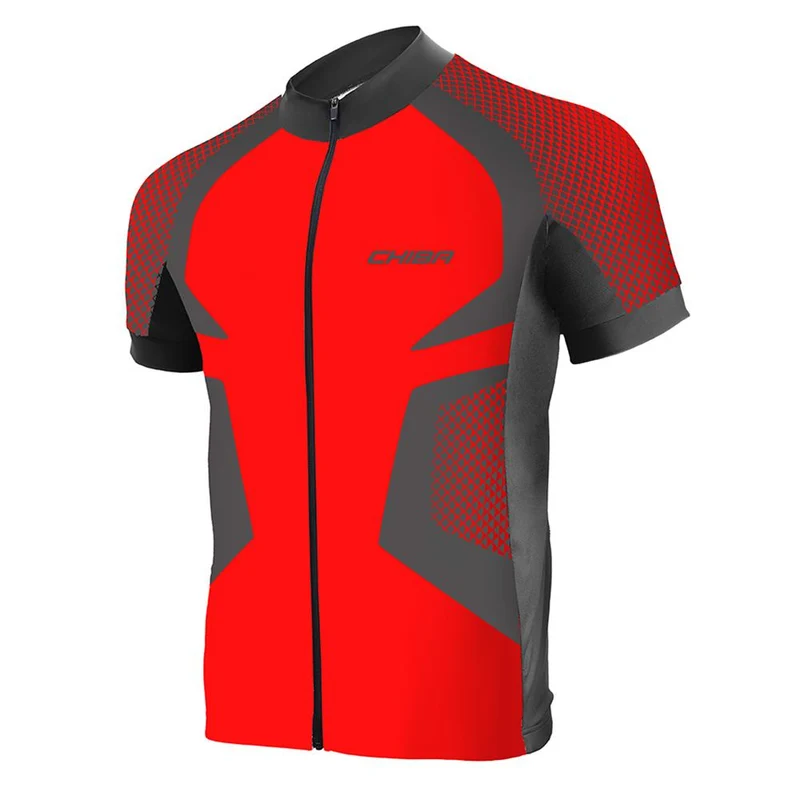 CHIBA Race Pro Shirt Men - Radtrikot L, rot/schwarz, atmungsaktiv, 3 Rückentaschen
