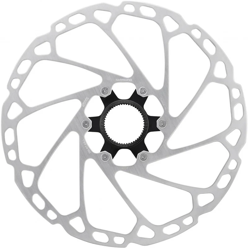 SHIMANO Bremsscheibe SM-RT64 203 mm Center Lock mit Verschlussring und Außenverzahnung