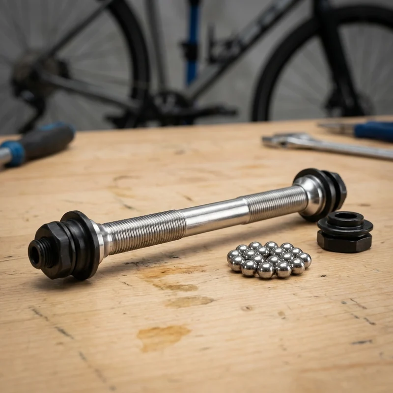 XLC Evo Reparaturkit Hinterradnabe 135mm Schnellspanner  Achse, Kugelringe, Endkappen  kompatibel mit X13 Evo Ø5/135mm