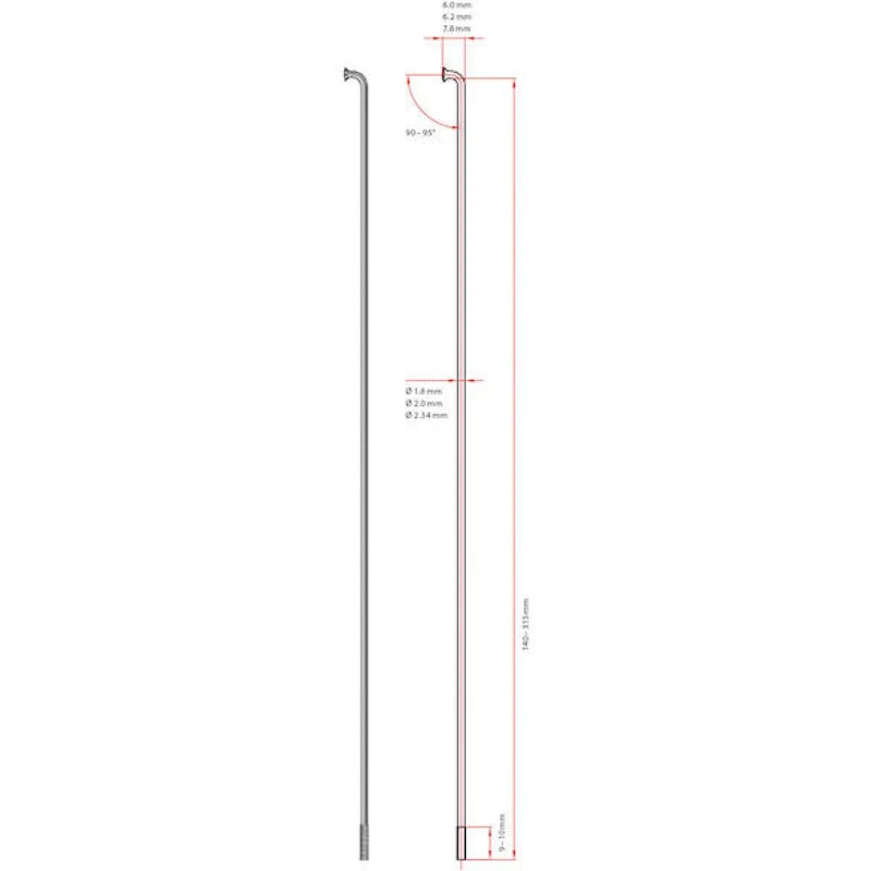 DT Swiss Speiche Champion 2.0 VE100 silber 304 mm - robuste J-Bend-Speiche für Straße und MTB