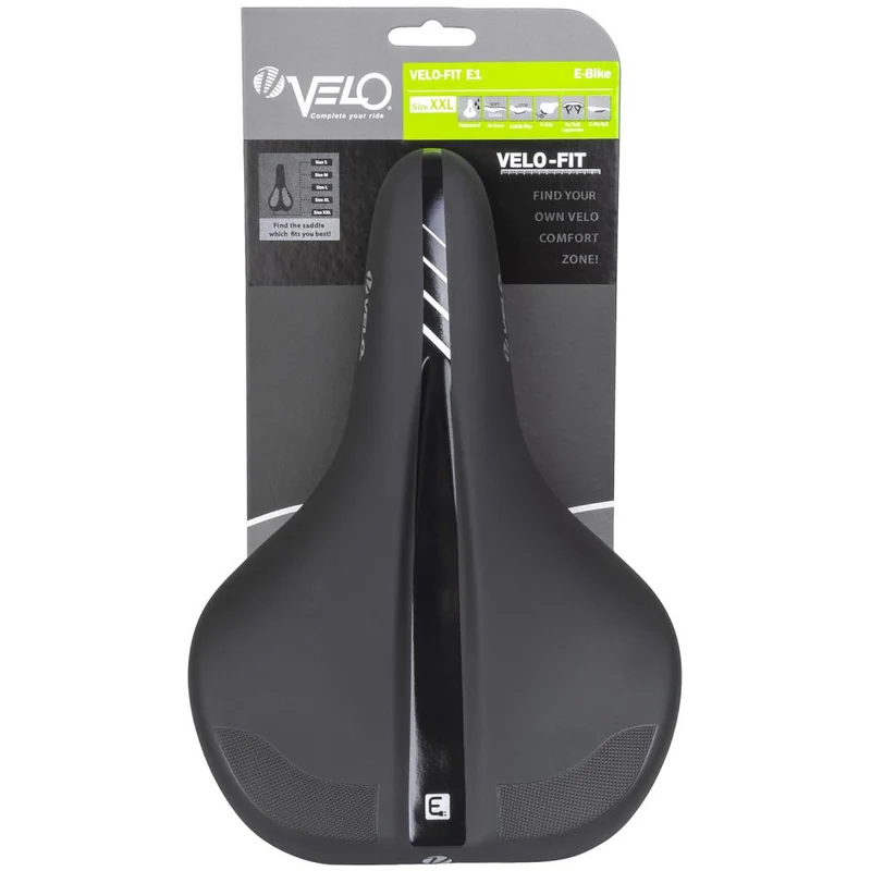 Velo E-Bike Sattel Velo-Fit E1 XXL - 270 x 190 Millimeter - 550 Gramm - CrMo-Gestell - Arc Tech - schwarz - 250553