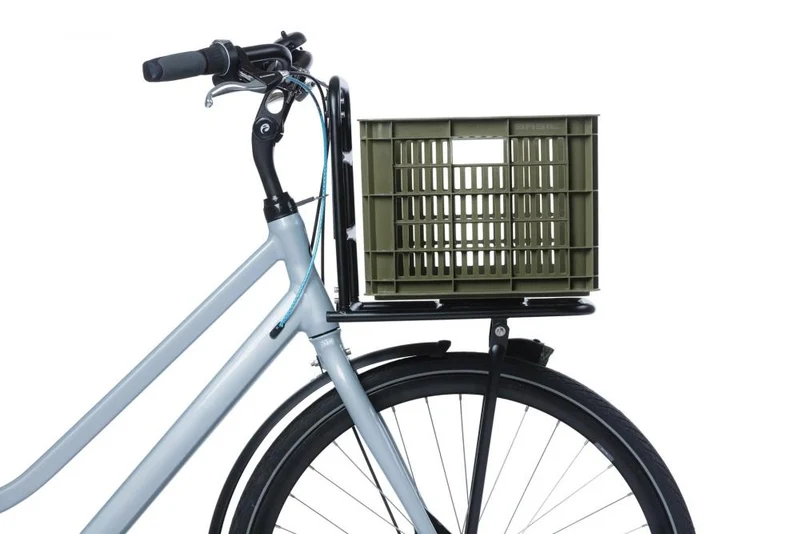 Basil Fahrradkiste M 29,5L Grün  Nachhaltige Kunststoffkiste für Damen- und Herrenfahrräder, 45x35x25 cm