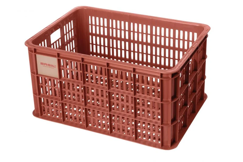 Basil Fahrradkiste Crate L terra red 29,8x39x26,5 cm - stabile Kunststoffbox für Gepäckträger, 40 Liter Volumen, mit Tragegriffen