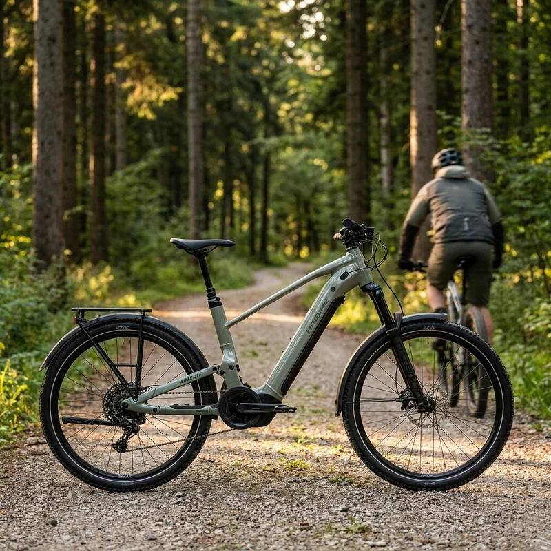 Haibike E-City Bike Adventr 4 Fully SUV E-Bike 27 - 5 Zoll 600 Wh Bosch Performance Line PX Shimano Cues 11-Gang grey-bamboo matt-glossy