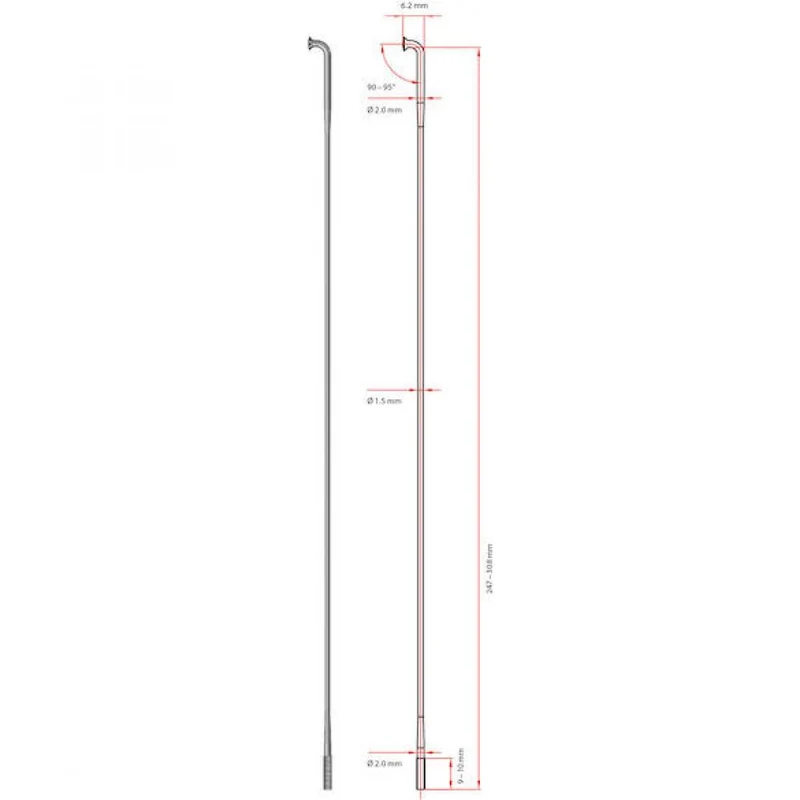 DT Swiss Speiche Revolution 2.0/1.5 VE500 266 mm schwarz - ultraleichte J-Bend-Speiche