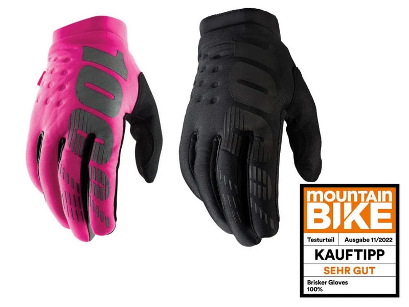 100% Brisker Women's Cold Weather Gloves S black - warmer, griffiger MTB-Winterhandschuh