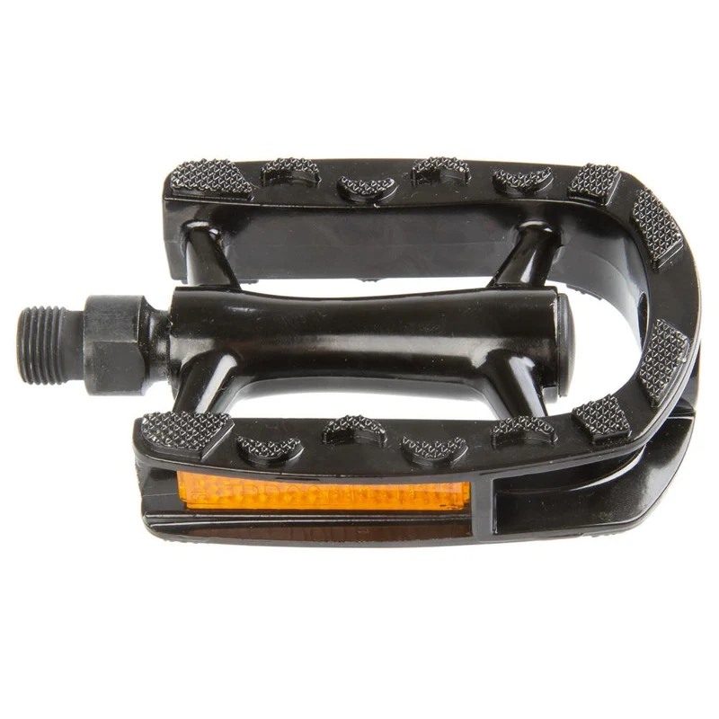 M-WAVE Steady-A7 Pedale 1 Paar schwarz - Aluminiumkörper, Boron-Achse 9/16", 386 g, gedichtete Kugellager, Trittfläche 97x81 mm konkav, Antirutschauflage, Reflektoren, StVZO zugelassen