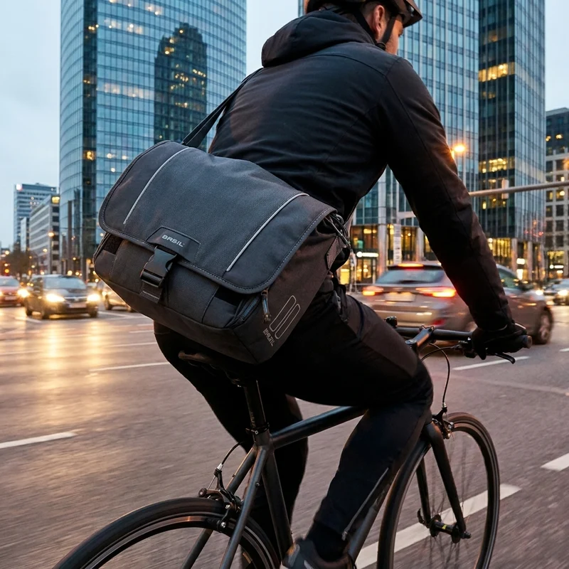 Basil Schultertasche Sport Design Commuter graphite mit Kordelverschluss 18l