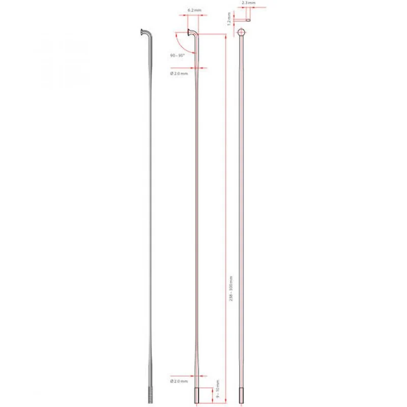 DT Swiss Speiche Aero Comp 2.0 / 2.3 / 1.2 282 mm schwarz - aerodynamische Hochleistungs-Speiche