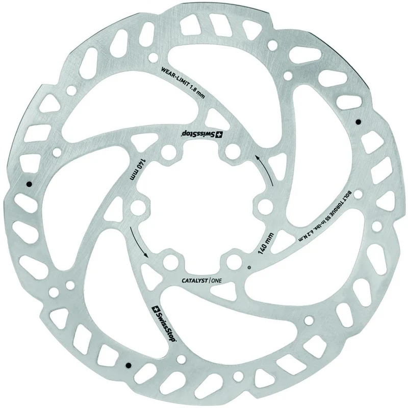 SwissStop Catalyst One 6-Loch Bremsscheibe 140 mm - Hochleistungs-Bremsscheibe mit Verschleißindikatoren