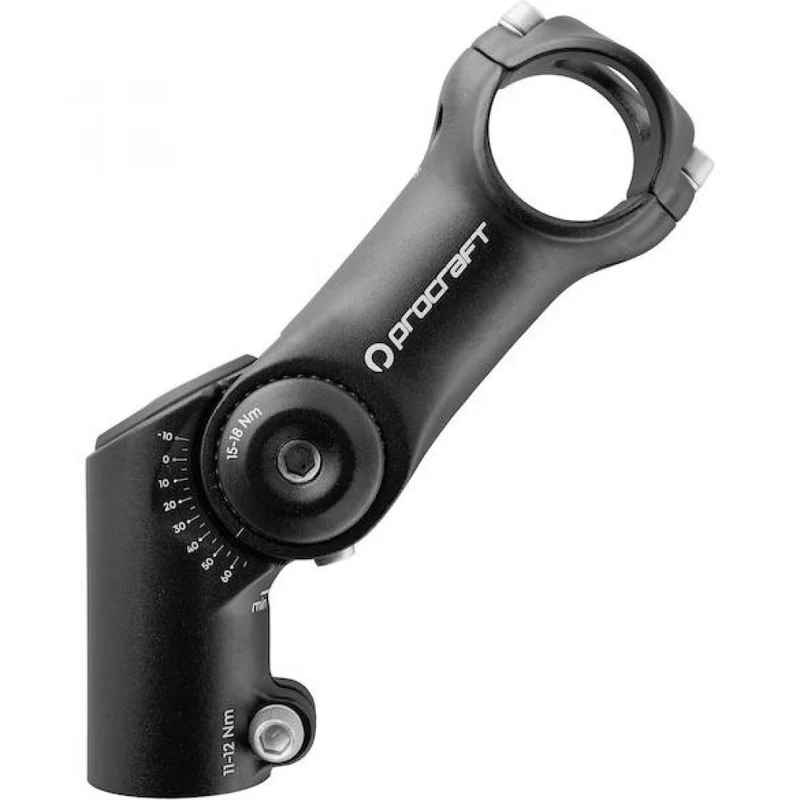 Procraft Vorbau Adjustable Pro -10° bis 60° / 31,8 mm Schwarz - einstellbarer Fahrradvorbau mit ergonomischer Abstimmung