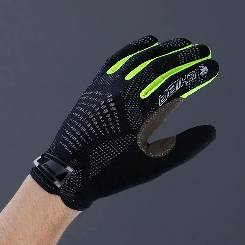 CHIBA Gel Performer - Radhandschuhe schwarz/neongelb, L, Gelpolster & Touchfunktion