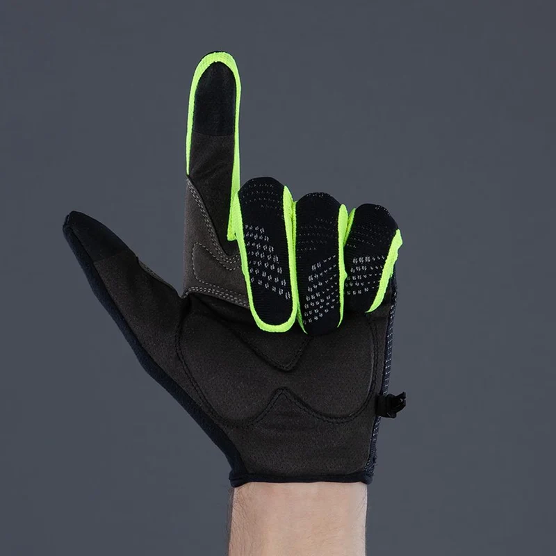 CHIBA Gel Performer - Radhandschuhe schwarz/neongelb, L, Gelpolster & Touchfunktion