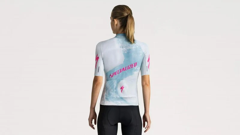 FOUNDATION Graphic Jersey Damen Kurzarm - Sea/Rblpnk Focal - Größe XL - Radtrikot kurzarm
