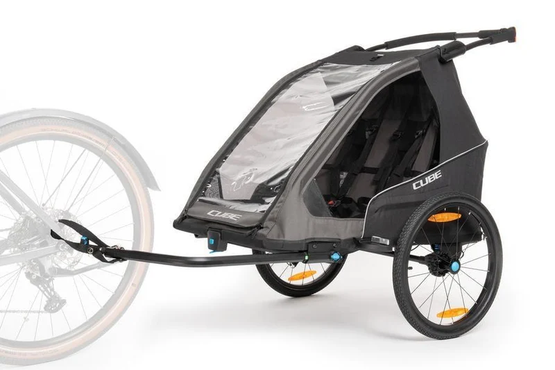 CUBE Kinder Fahrradanhänger Double PURE black, grey