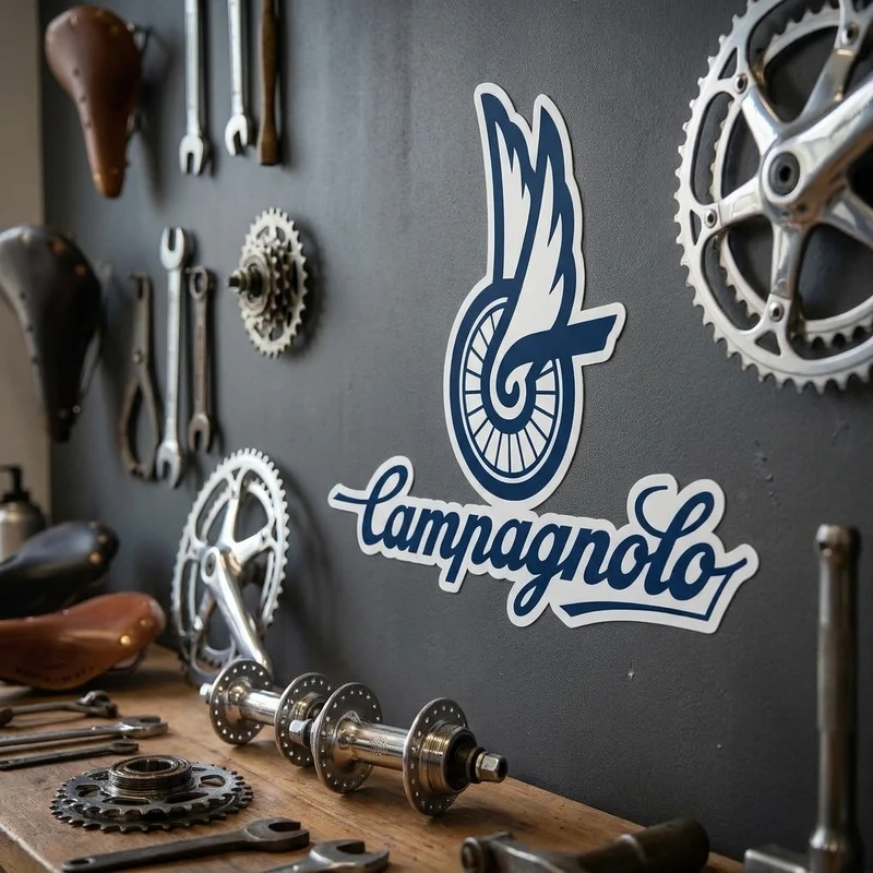 Aufkleber für Shopwand Campagnolo dunkelblau weiß 96,5 x 21cm