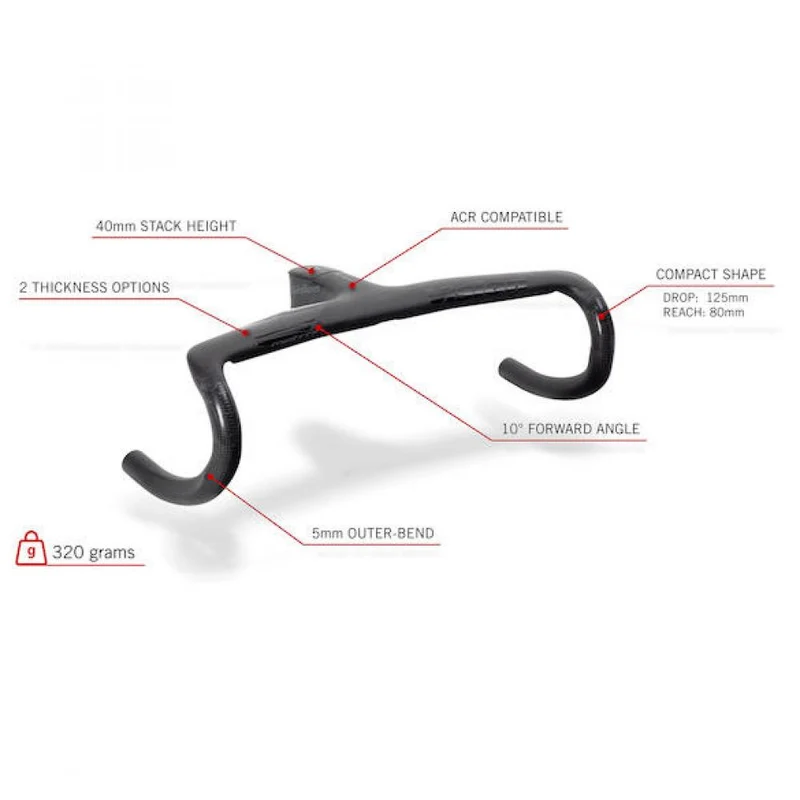 Vision Lenker Metron 5D ACR EVO 120 x 440 mm Schwarz - aerodynamisches Carbon-Cockpit