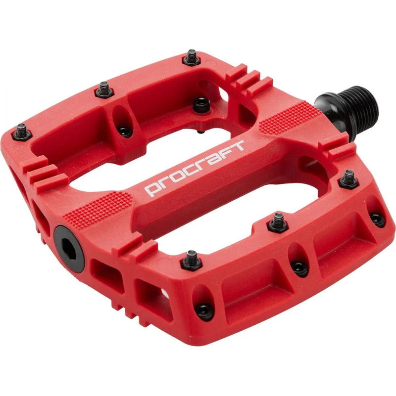 Procraft Pedale Small Grip Essential Kunststoff 102 x 100 mm Rot - kompakte Flatpedals mit Top-Grip