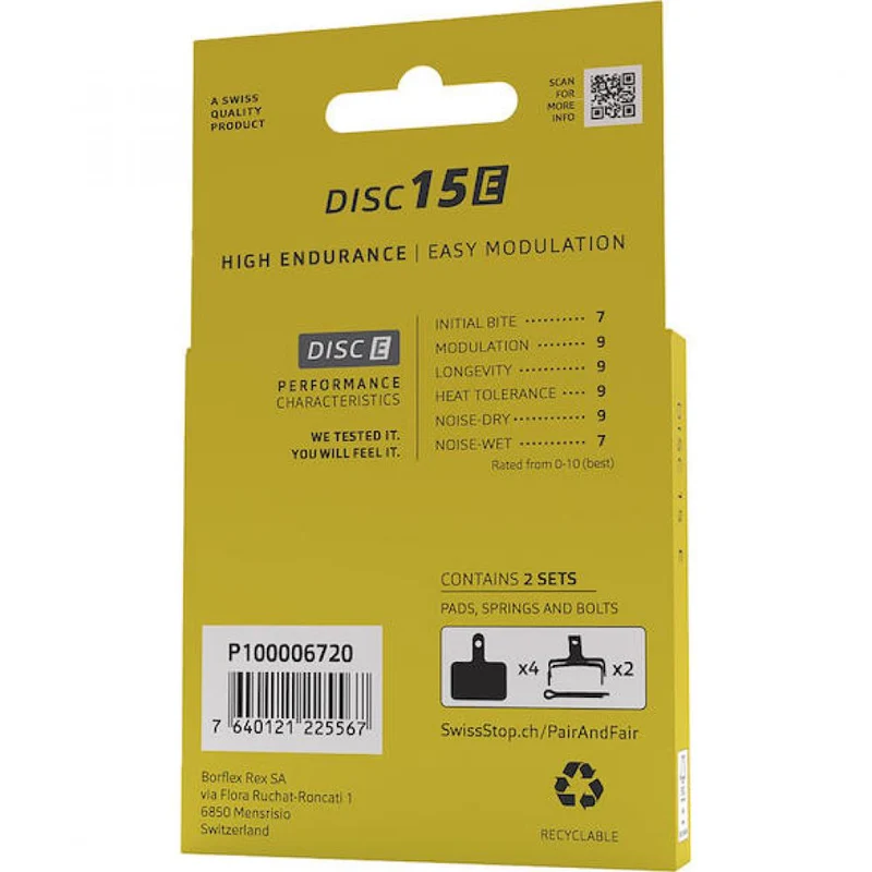 Bremsbeläge SwissStop Disc 15 RS 15 petrol - leise, kraftvolle Scheibenbremsbeläge